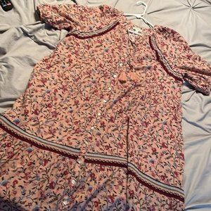 Wonderly - Size Large - beautiful pink peasant style- maxi dress